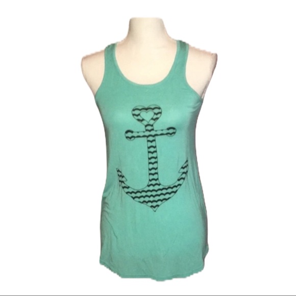 Aqua Nautical Anchor Tank Top | M | NWOT - Picture 1 of 6
